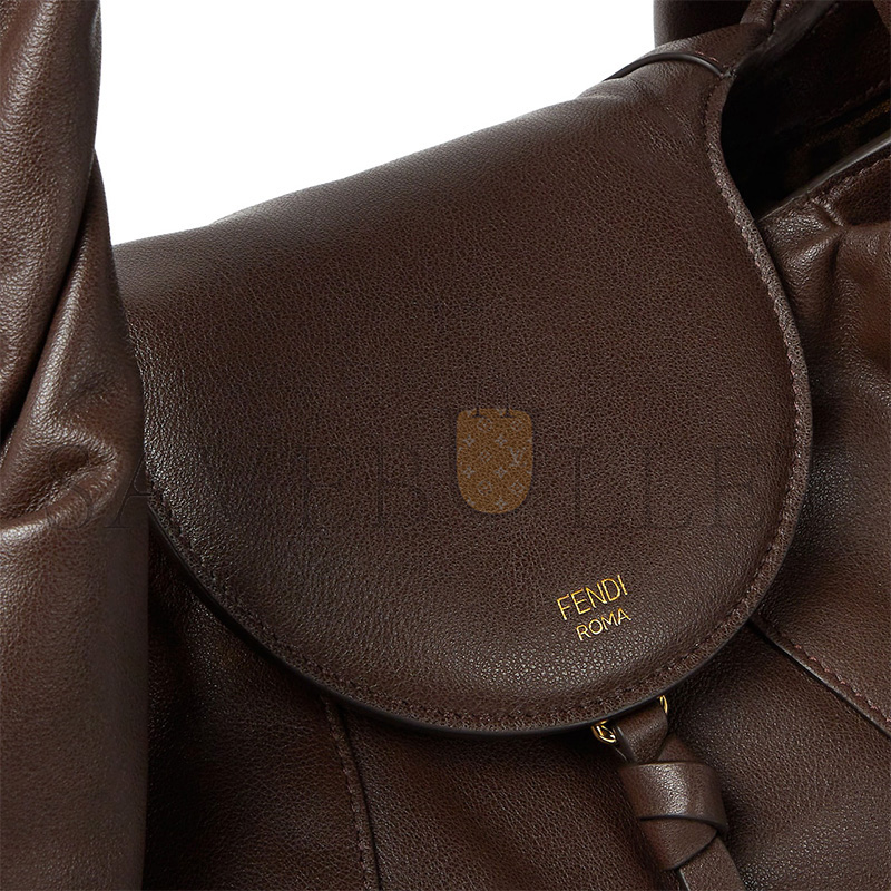 F**di spy dark brown leather bag 8br839ayctf0l1b (48*22*20cm)